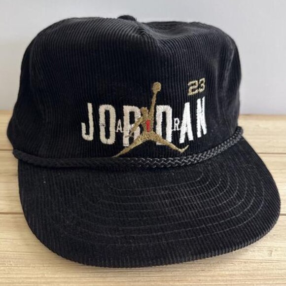 Vintage 90s Corduroy Snapback Hat Black 23 Chicago Number 23 Unbranded Rare main image 6